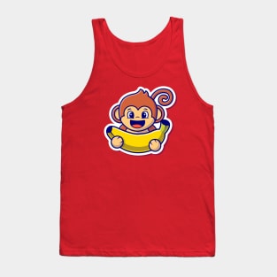 Cute Monkey Holding Banana (2) Tank Top